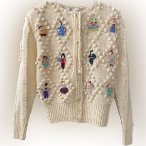 Norma Kamali hand embroidered doll cardigan
